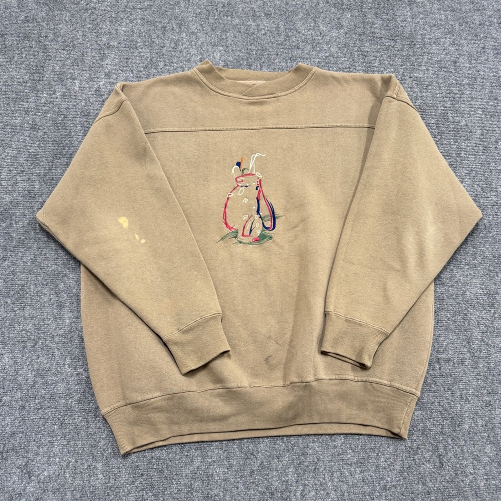 Crable‎ Sportswear Sweater Men's XL Golf Stained Embroidered Cotton Blend Beige - Picture 2 of 16